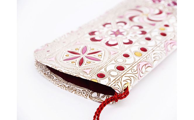 【文庫屋大関】メガネケース　錦紗＜ピンク＞【皮革工芸品】 ファッション小物 民芸品 