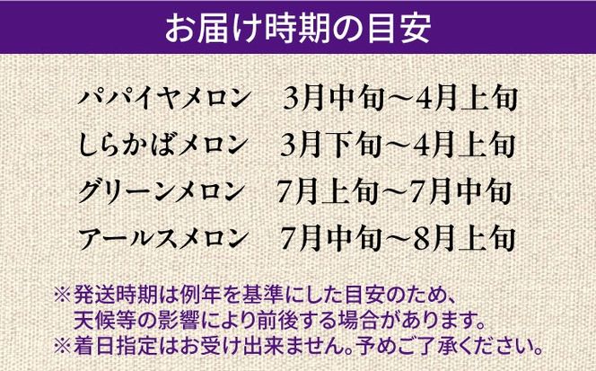 【4回定期便】＜メロン食べ比べ＞平成新山メロンPREMIUM（とみちゃん厳選）パパイヤ しらかば グリーン アールス / メロン めろん 果物 フルーツ 青肉 / 南島原市 / うえだメロン園[SAD012]