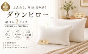 	ダウンピロー 羽毛枕 選べる2サイズ 43×63cm・50×70cm ダウン50％ 超長綿100％ サテン生地【サンモト】 AA001_002