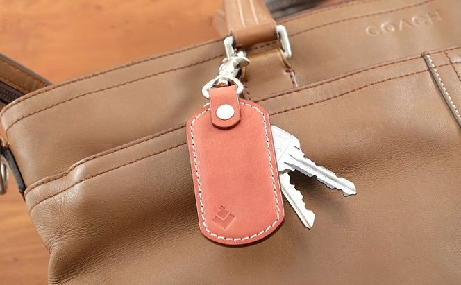 牛革シンプルキーホルダー　ブラウン