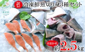 訳あり 北海道 冷凍鮮魚切り身3種セット 約2.5kg 鮭 サクラマス ほっけ さば おまかせ