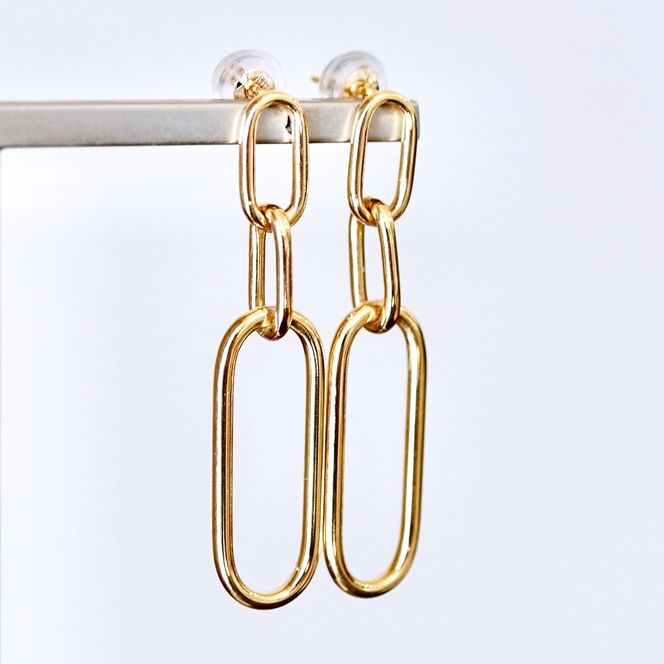 【ジュエリー】K10イエローゴールド 地金  おしゃれ チェーンモチーフ ピアス 保証書付 SGL-22636  242-015