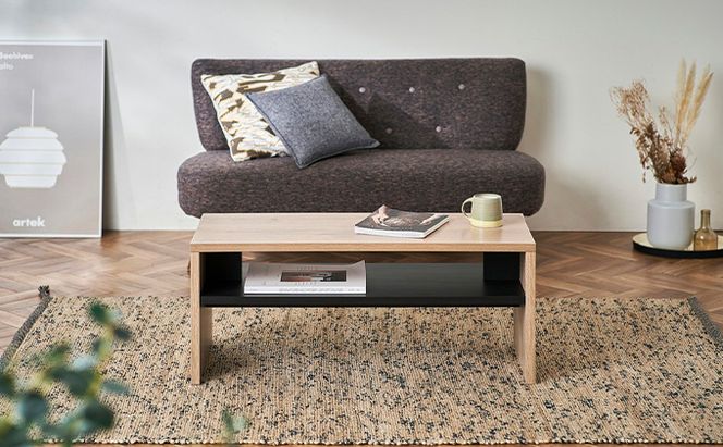 リビングテーブル ライトナチュラル LTB-890W アイリスオーヤマ インテリア 家具 シンプル メラミン樹脂加工 収納棚付き AVボード 