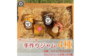桃山ぶどう園の手作りくだものジャム4種（巨峰、シャインマスカット、りんごジュレとお楽しみ1種）　※北海道・沖縄・離島への配送不可　※2025年9月中旬頃より順次発送予定