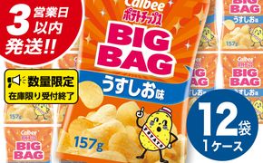 【最短3営業日！スピード発送】 カルビー ポテトチップス BIGBAG 157g うすしお味 1ケース ( 12袋 )  ポテチ お菓子 おかし 大量 スナック おつまみ ジャガイモ じゃがいも まとめ買い 数量限定