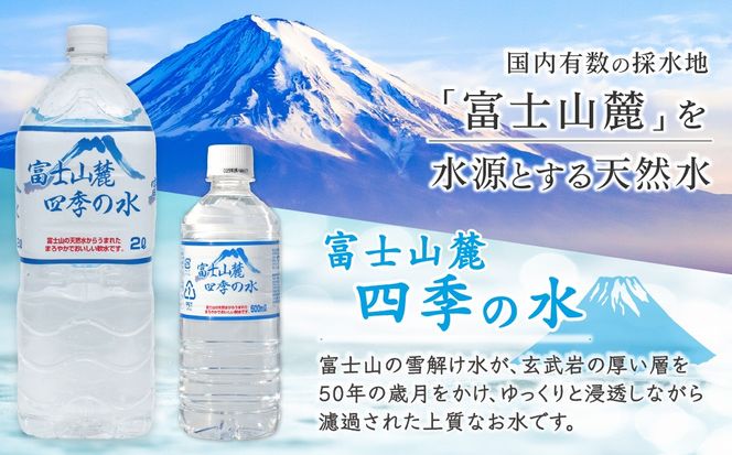 DZ011  【3ヶ月定期便】富士山麓 四季の水 / 2L×6本×6箱 計36本・ミネラルウォーター　水　災害備蓄用　防災用　非常時保存用