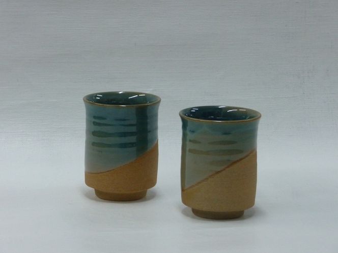 小杉焼栄一窯 緑釉茶碗 工芸品（陶器）