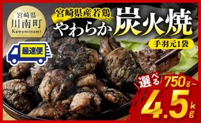 炭火焼 ※発送月・内容量が選べる※ 宮崎県産若鳥 やわらか炭火焼 750g～4500g 【1650gのみ手羽元500gあり・なしが選べる】【 鶏 肉 鶏肉 国産 とり 九州産 鳥 宮崎県産 小分け 炭火焼き 】 [C00901 C00903-6]