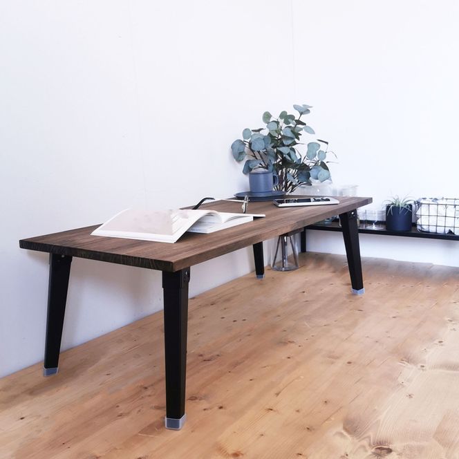 天然木 折りたたみ ローテーブル ダークブラウン 90×45cm 1台 完成品