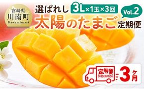 【3ヶ月定期便】選ばれし太陽のたまご定期便Vol.2【 川南町産 くだもの マンゴー 】[C11709t3]