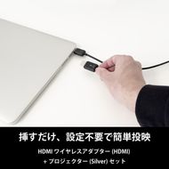 ベッドルームプロジェクターNX1　シルバー ワイヤレスアダプター（HDMI）セット 141305_KE33