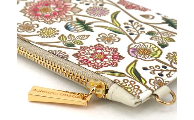 【文庫屋大関】すっきりカードケース　ダリア＜ベリーピンク＞【皮革工芸品】 ファッション小物 雑貨 フラグメントケース 小銭入れ付き 収納 スマート 日本製 花柄 