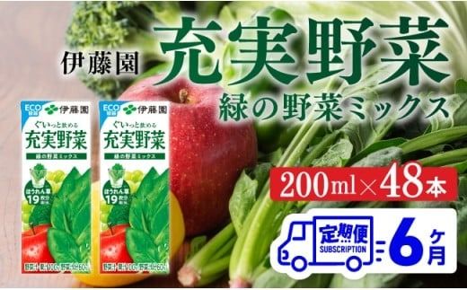 野菜ジュース [6ヶ月定期便]伊藤園 充実野菜 緑の野菜ミックス(紙パック) 200ml×48本 [ 全6回 飲料類 野菜ジュース 野菜 ジュース ミックスジュース 飲みもの] [C07362t6]