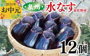 010B1061t 【お中元対応】泉州 泉佐野市産 ハウス水なす 12個【茄子 泉佐野産 とれたて 新鮮野菜 やさい 高評価】