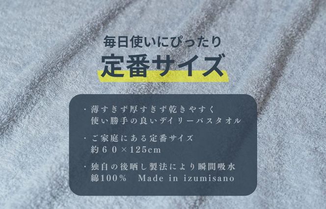 099H3694 カラーバスタオル 4枚 （グレー）【泉州タオル 国産 吸水 普段使い シンプル 日用品 家族 ファミリー】