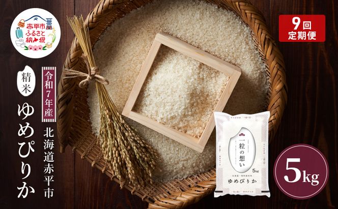 令和7年産 北海道 赤平産 ゆめぴりか 5kg 【限定寄附額】 9ヵ月連続お届け 白米 精米 米 北海道 ごはん ご飯 ライス おにぎり 定期便 定期 お楽しみ 9回