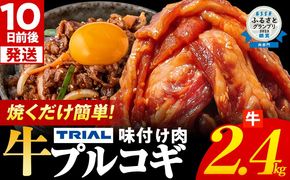 スピード発送 プルコギ 牛肉 味付け肉 焼肉 2.4kg 小分け タレ漬け 韓国料理 冷凍 味付 惣菜 おかず 簡単調理 時短 どなたでも食べられる お弁当 焼くだけ 大容量 最短10日発送
