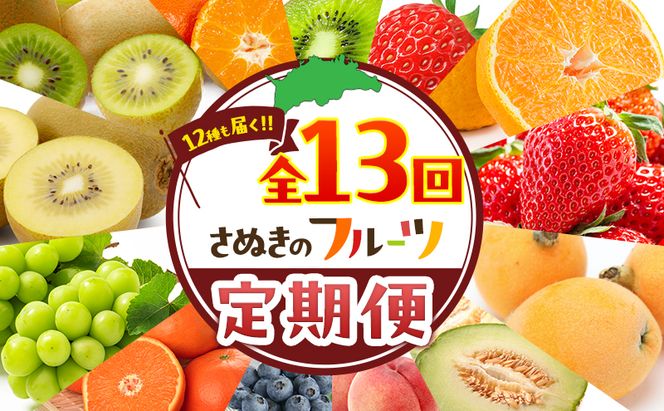 フルーツ定期便 果物 定期便 全13回 香川県産 国産 讃岐 香緑キウイ さぬきひめ苺 いちご デコポン びわ メロン 桃 ブルーベリー ぶどう シャインマスカット さぬきキウイっこ 小原紅早生みかん みかん くだもの 五色青果 香川県 東かがわ市