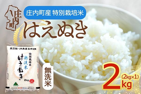 【令和8年産】特別栽培米 はえぬき 無洗米 2kg 2kg×1袋 庄内町産 余目産 余目町農協 あまるめ ブランド米 米 国産 単一原料米 山形 庄内平野