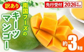 【先行受付】【2026年発送】南国フーズのキーツマンゴー 訳あり 約3kg - 先行予約 沖縄 産地直送 南国フルーツ ご家庭用 ご自宅用 国産マンゴー 希少種 オススメ 沖縄県 八重瀬町