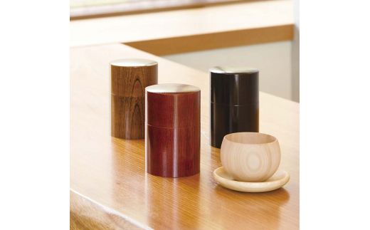 山中塗 嘉匠菴 欅 共木茶筒 茶摺 復興　震災　コロナ【能登半島地震復興支援】 北陸新幹線 F6P-0202