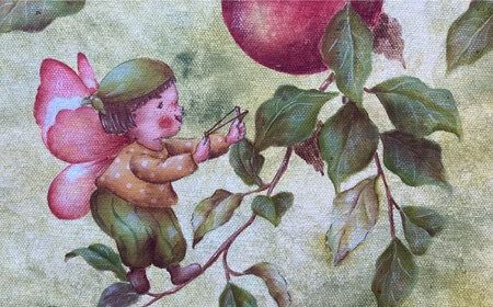 絵画「アップルパイ焼けたよ!」 糸島市 / 工房はーべすと アート インテリア[AYA054] 絵画 絵 額縁 インテリア 内装 パステル イラスト アート