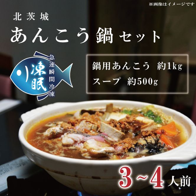 【凍眠】北茨城 あんこう鍋 セット (鍋用あんこう 約1kg・スープ 約500g)【アンコウ 魚介 とれたて 急速凍結 新鮮 あん肝 産地直送 取り寄せ ギフト 鍋料理 北茨城市 茨城県】(AA206)
