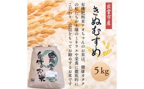 【令和7年産】有機肥料米ナオちゃんのお米【出雲市産きぬむすめ】5kg（1袋）美味しい お米 精米 有機栽培 出雲市産 322032_FX002