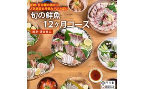 【北海道・離島配送不可】＜定期便・全12回(連続)＞旬の鮮魚(12ヶ月コース)お刺身 お刺し身 魚介 海鮮 漬け丼 ブリ ぶり ヒラメ 真鯛 シマアジ カンパチ マグロ まぐろ サーモン ヒラメ ハマチ お楽しみ コンシェルジュ【UZ-09】【請関水産】