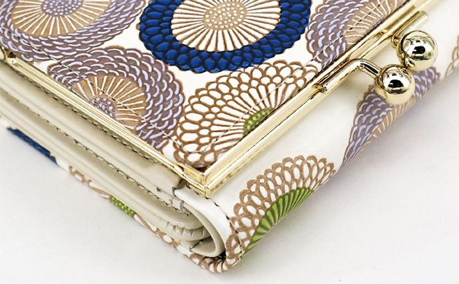 【文庫屋大関】三つ折りミニ財布　笠菊（水明）【皮革工芸品】 ファッション 小物 民芸品 お札 カード 小銭 手のひらサイズ コンパクト 厄除け 牛革 手作り 大人可愛い 