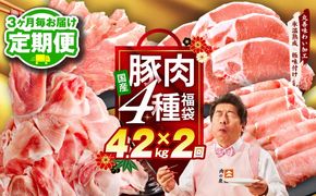 mrzZ073 【定期便】国産豚肉 4種 福袋 4.2kg×全2回【氷温熟成×極味付け 小分け 300gパック ぶたにく 普段使い 野菜炒め 切り落とし まとめ買い 訳あり サイズ不揃い 2026年1月＆4月発送】