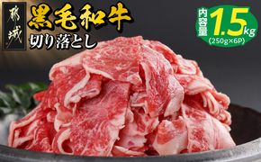 【黒毛和牛】切り落とし1.5kg(250g×6パック)_18-I901_(都城市) 牛肉 国産 黒毛和牛 外モモ ウデ マル バラ モモ ブリスケ 切り落とし 部位ミックス 250g 6パック 小分け 牛肉 炒め物  ブリスケ 
