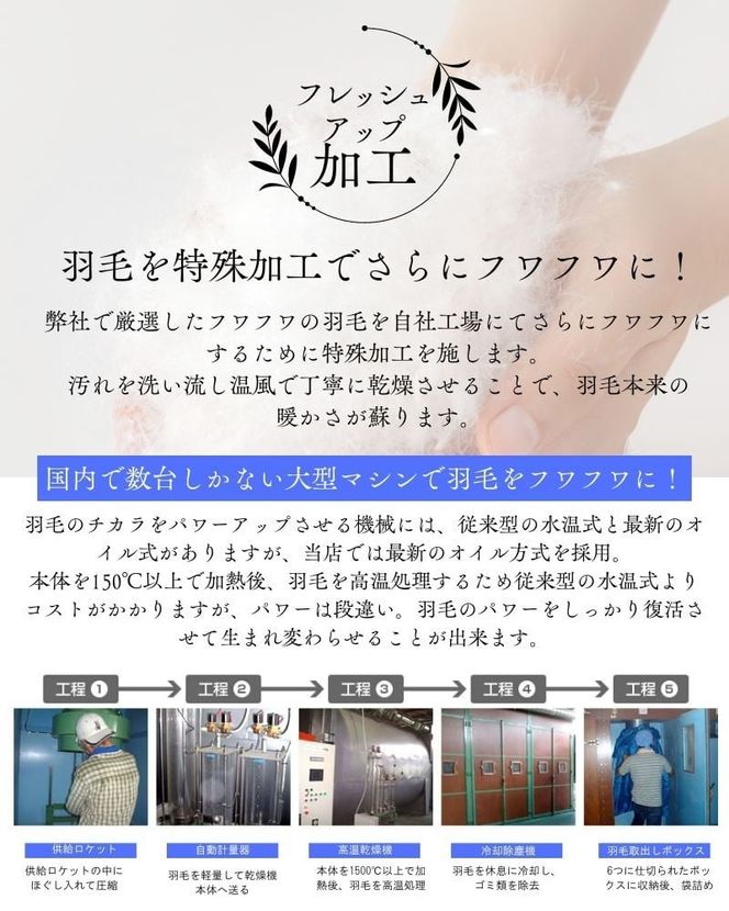 【最高級 超長綿100％】日本製 羽毛布団 本掛け クイーン 380dp以上 ダウン93％ 1.８kg 立体キルト 冬用 奈良県王寺町