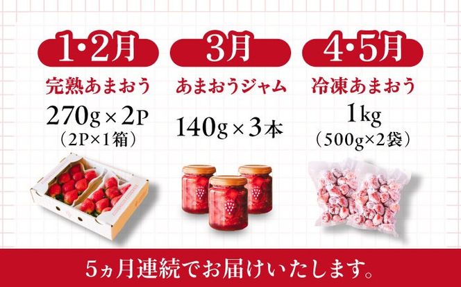 【全5回定期便】糸島産あまおうお楽しみ定期便 あまおう2パック×2回 / あまおうジャム3本 / 冷凍あまおう1kg×2回 糸島市　/ slowberry strawberry[APJ008]