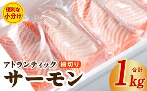 015B537 アトランティックサーモン 1kg【ポーション 小分け 刺身 海鮮丼 さーもん 冷凍 訳あり サイズ不揃い】