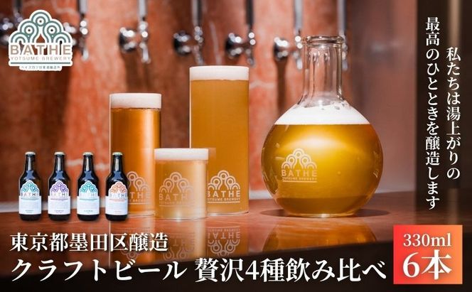 BATHE YOTSUME BREWERY クラフトビール 贅沢4種飲み比べ 6本セット ビール ギフト 詰め合わせ 飲み比べ ギフト 墨田区 東京都
