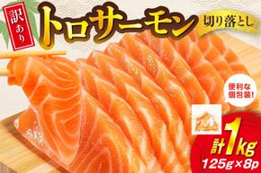 訳あり トロサーモン 切り落とし 1kg (125g×8p) 無添加 個包装 [足利本店 宮城県 気仙沼市 20565737] 魚介類 魚 サーモン 海鮮 鮭 トロ お刺し身 おさしみ 刺し身 刺身 ノルウェー アトランティックサーモン 小分け 冷凍 訳アリ