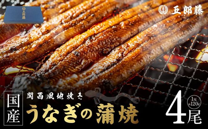 020C619 【贈答用】五郎藤 関西風地焼き 国産有頭旨鰻 120g×4尾 計約480g うなぎ ウナギ 蒲焼き 炭火
