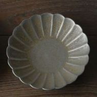 砥部焼 菊型皿セット（直径約17cm×2枚）黒（鉄サビ色）IKTS011-2