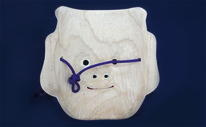 備中神楽面桐一刀彫 事代主の命 伯泉作 民芸品 工芸品 