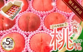 【2027年出荷分 先行予約】朝もぎ直送!『山梨県産　桃』約13～18玉 約5kg規格箱入り 選び抜かれた山梨の桃《もも 先行予約》山梨県産　モモ/ フルーツ 果物 くだもの 人気 産地直送/厳選  贈答 贈り物【tab0221-05】