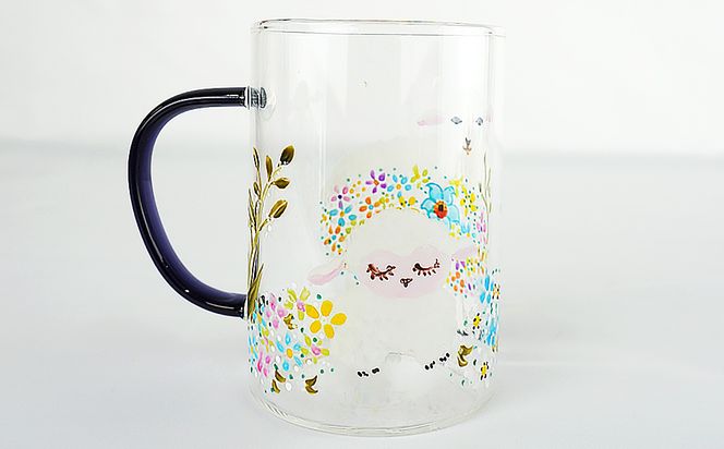 【絵付け手描き】マグカップ 「ひつじ」 根本久美作 | マグ マグカップ 硝子 食器 おしゃれ 一点もの