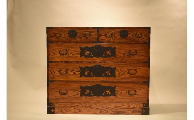 仙台箪笥　整理箪笥L-ハイタイプ　拭き漆【伝統 工芸品  タンス たんす 和タンス 仙台】 041009_GJ013