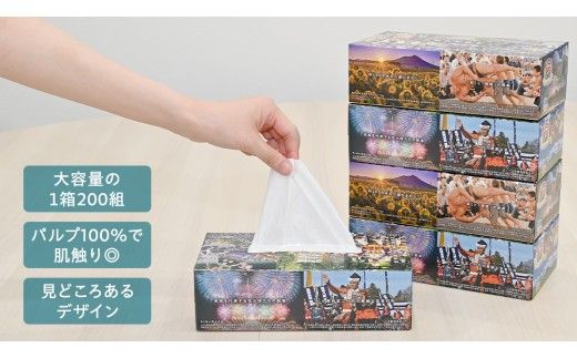 スピード発送!! 筑西市PR ボックスティッシュ 60箱 ( 5個入り × 12セット ) 1箱200組 400枚 パルプ100% 非売品 ティッシュ ティッシュペーパー 日用品 消耗品 常備品 まとめ買い スピード配送 [EN001ci]