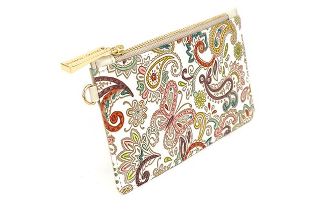 【文庫屋大関】すっきりカードケース　ペイズリー【皮革工芸品】 ファッション小物 雑貨 フラグメントケース 小銭入れ付き 収納 スマート 日本製 