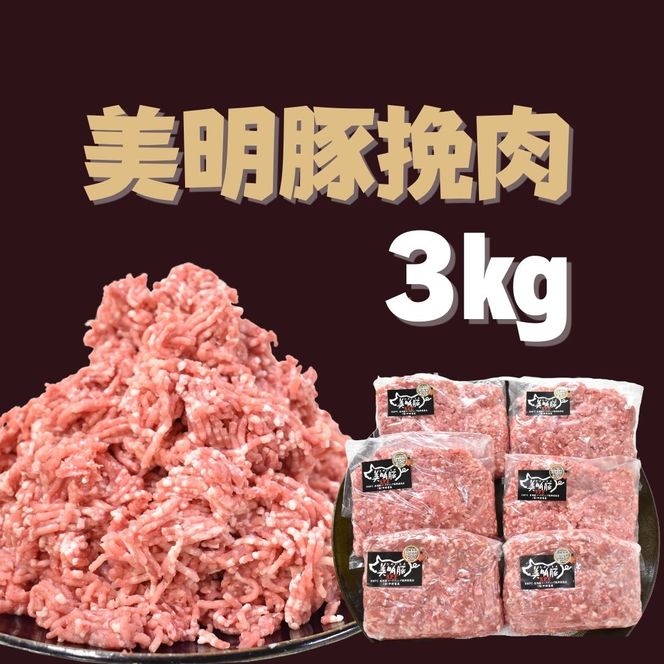 【美明豚】挽肉 約500g×6パック｜肉 お肉 ひき肉 豚肉 挽肉 美明豚 豚 ハンバーグ 煮物 キーマカレー 茨城県 行方市(DH-4-1)