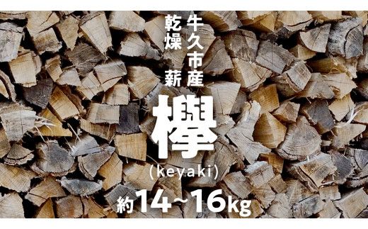 牛久市産 乾燥 薪 欅 ( けやき ) 約14kg～16kg 天然木 マキ 乾燥薪 広葉樹 キャンプ アウトドア 焚火 焚き火 薪ストーブ 暖炉 たき火 野外 屋外 バーベキュー薪 ピザ窯の薪 グリル焼 [DP009us]