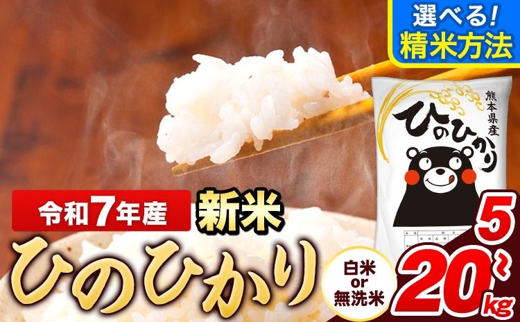 令和7年産 新米 ひのひかり 選べる精米方法 白米 or 無洗米 5kg 10kg 15kg 20kg[12月中旬-2月末頃出荷] 熊本県産 米 精米 ひの 長洲町---ng_hn7_bc122_13000_5kg_h---