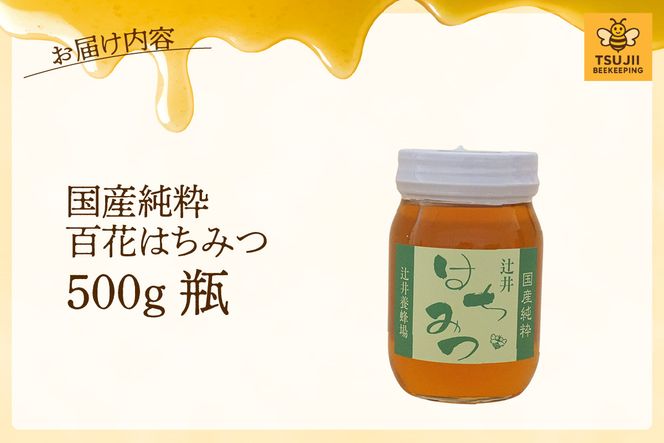 【国産純粋 百花はちみつ 500g 瓶】国産 純粋 百花 はちみつ ハチミツ 蜂蜜 紅茶 パン ヨーグルト おすすめ 兵庫県 香美町 辻井養蜂場 81-05