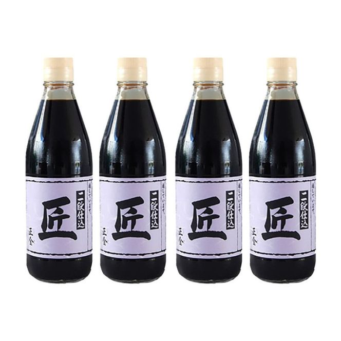小豆島 桶（こが）仕込 天然醸造 正金醤油　　二段仕込 匠 360ml　4本入